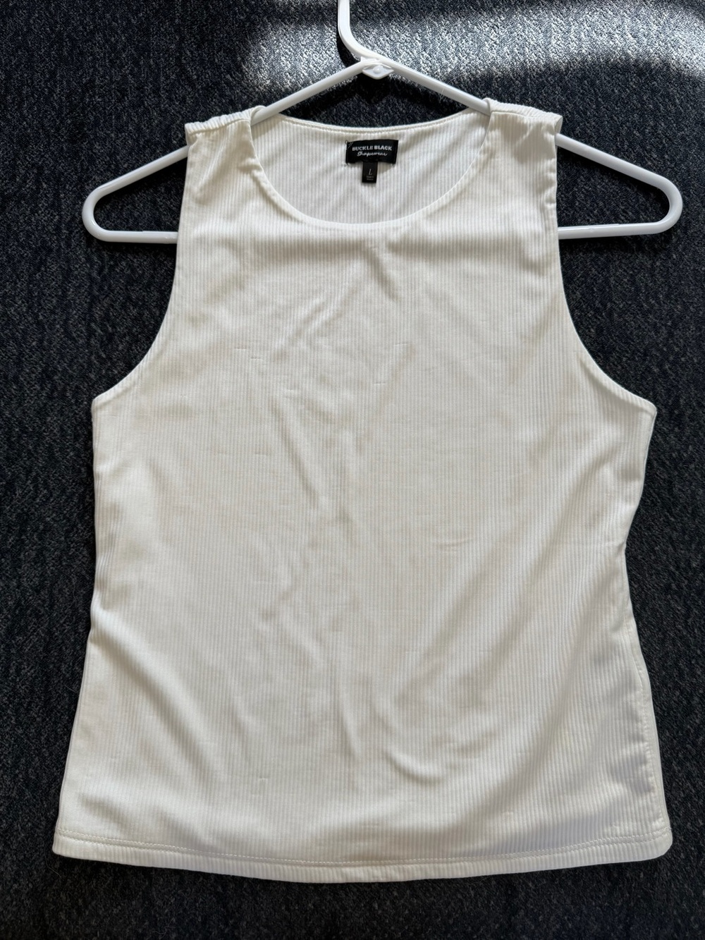Buckle Black Shapewear - White Ribbed Tank Top